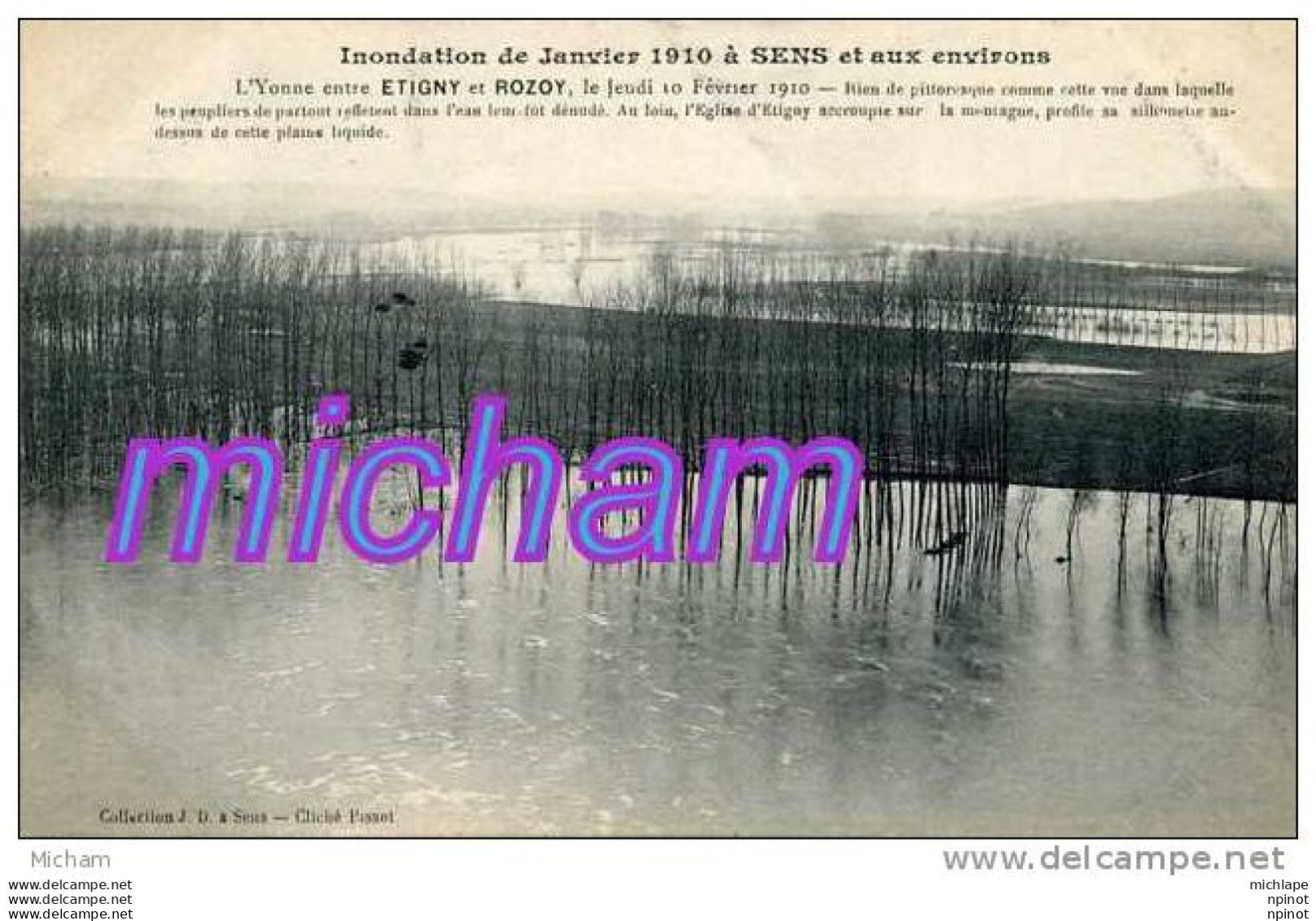 CPA 89  ENVIRONS DE SENS CRUE 1910  L'YONNE ENTRE ETIGNY ET  ROSOY   PARFAIT ETAT - Otros & Sin Clasificación