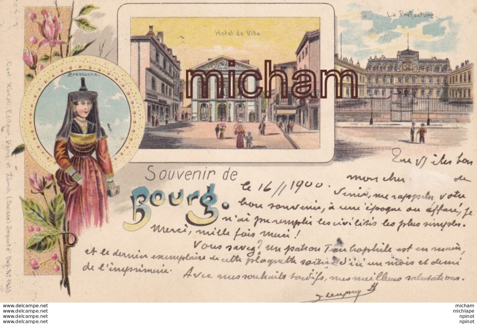 C P A 01- BOURG   - PRECURSEUR  De 1900 Daté  Cachet Postal - Multivues - Tb Etat - Sonstige & Ohne Zuordnung