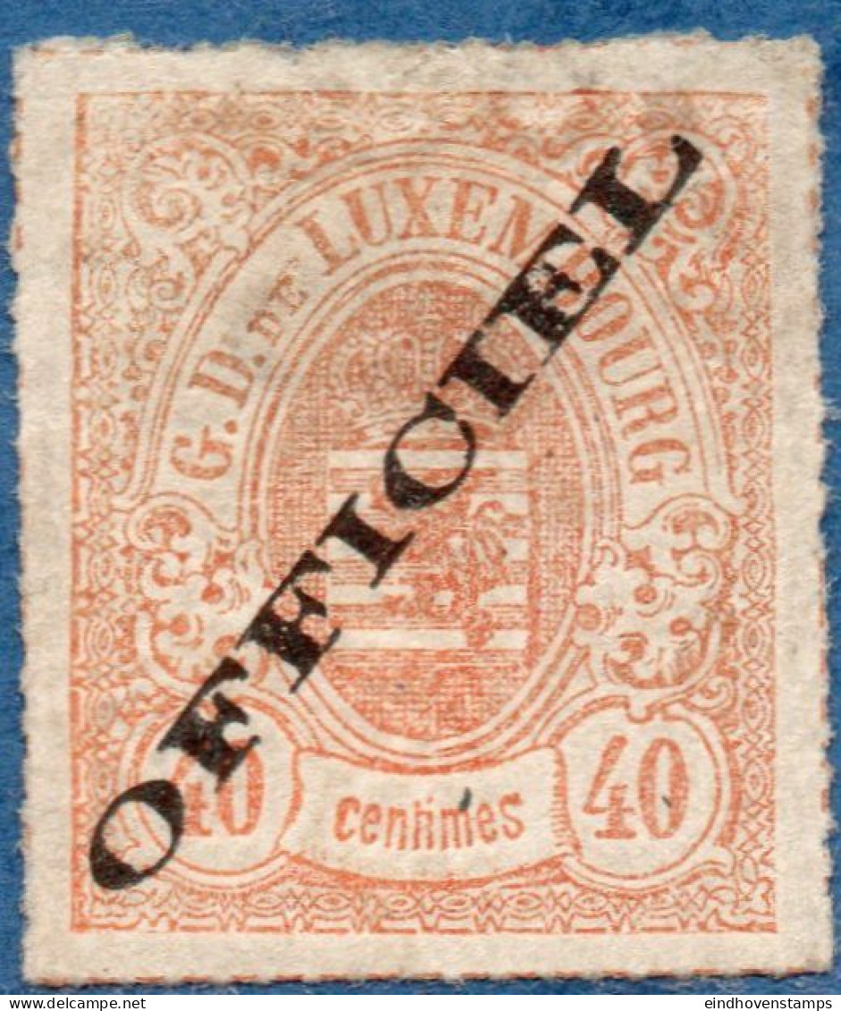 Luxemburg Service 1875 40 C Pale Orange Wide Overprint Thin Spot M - Dienst
