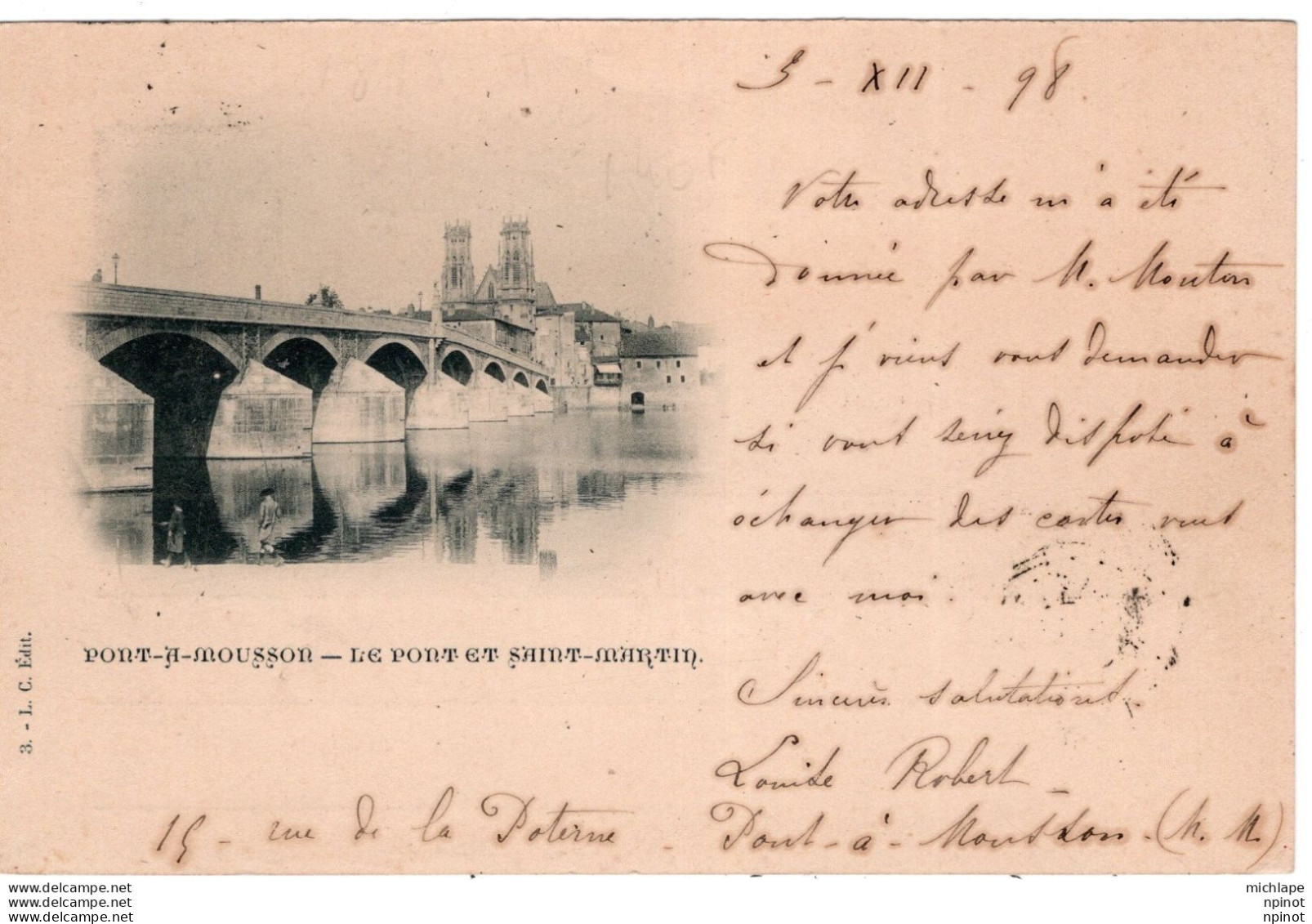 C P A  - 54 - PONT A MOUSSON - Le Port Et Saint Martin  - Pionnière De 1898 - Pont A Mousson