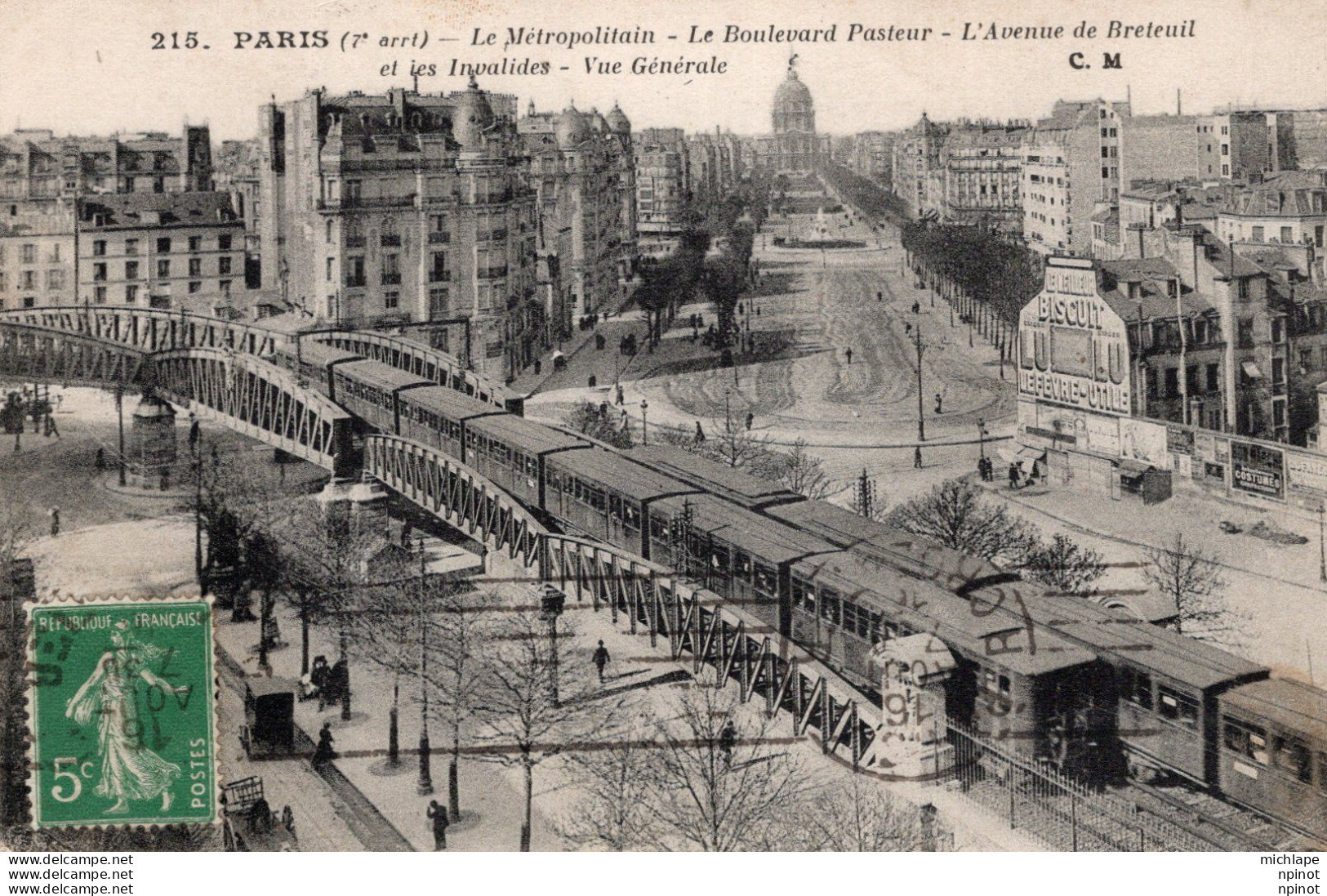 C P A  - 75 - PARIS - 7 Em    Le Metropolitain - Le Boulevard Pasteur -l'avenue De Breteuil - Paris (07)