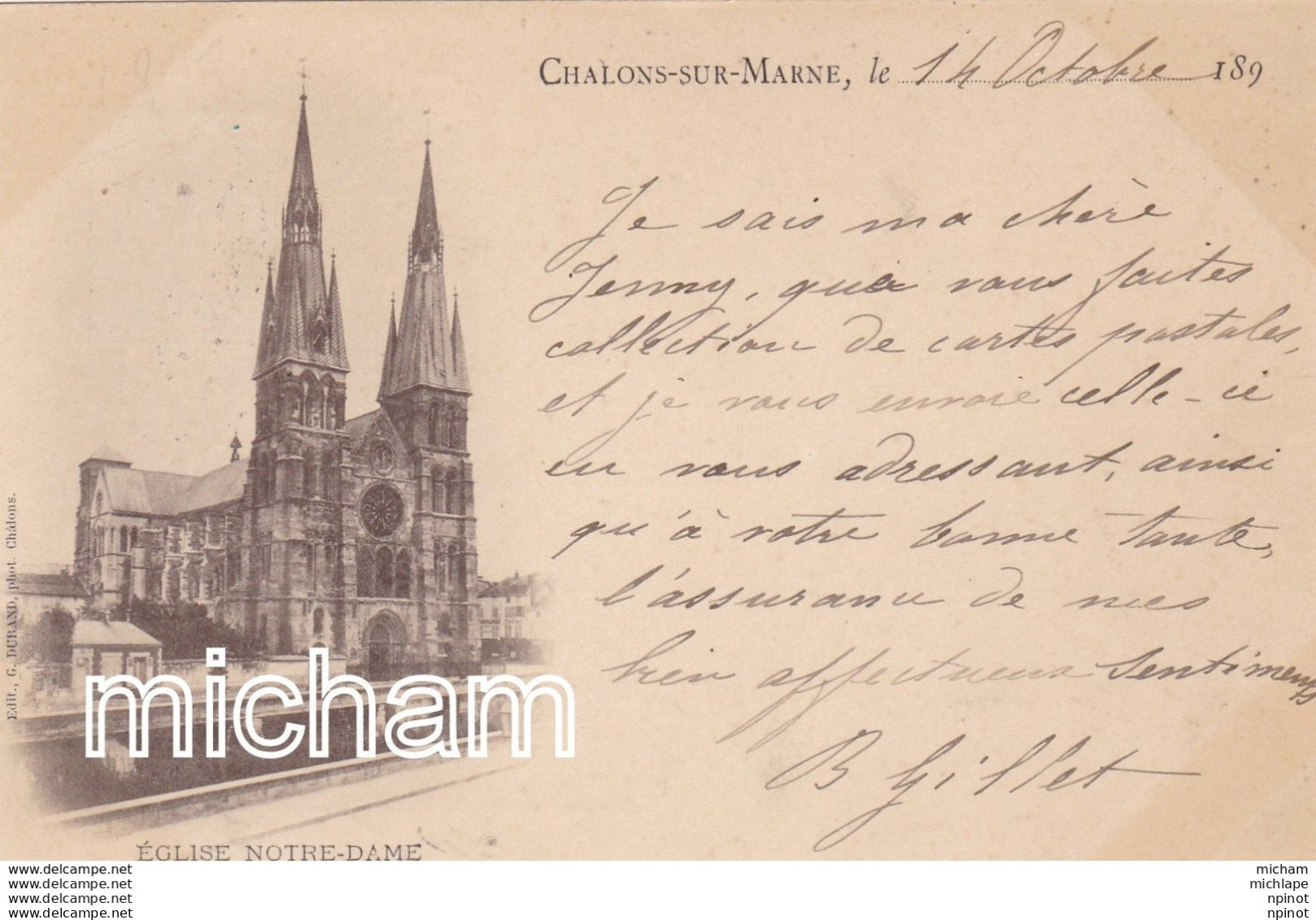 CPA  51  Chalons  Sur Marne Pionniere De 1898 Cachet  Au Dos  Eglise Notre  Dame - Châlons-sur-Marne