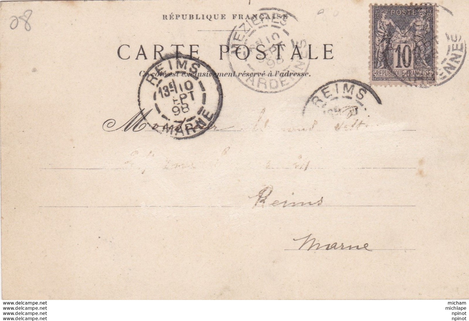 CPA 08  Charleville  - Mezieres Precurseur  De 1898  Timbre Poste  Au Dos - Charleville