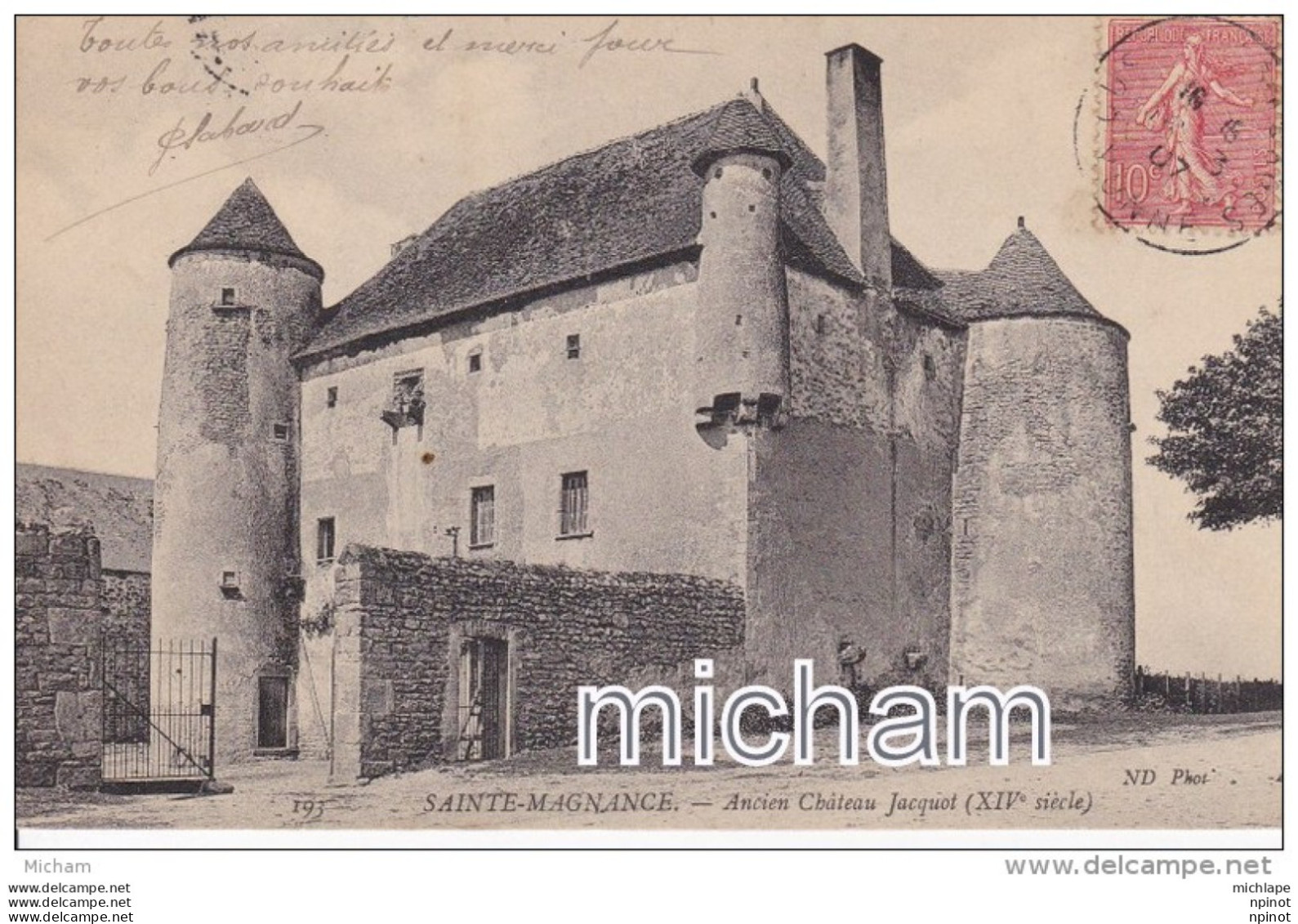 CPA 89   SAINTE  MAGNANCE  ANCIEN CHATEAU  JACQUOT TB ETAT - Other & Unclassified