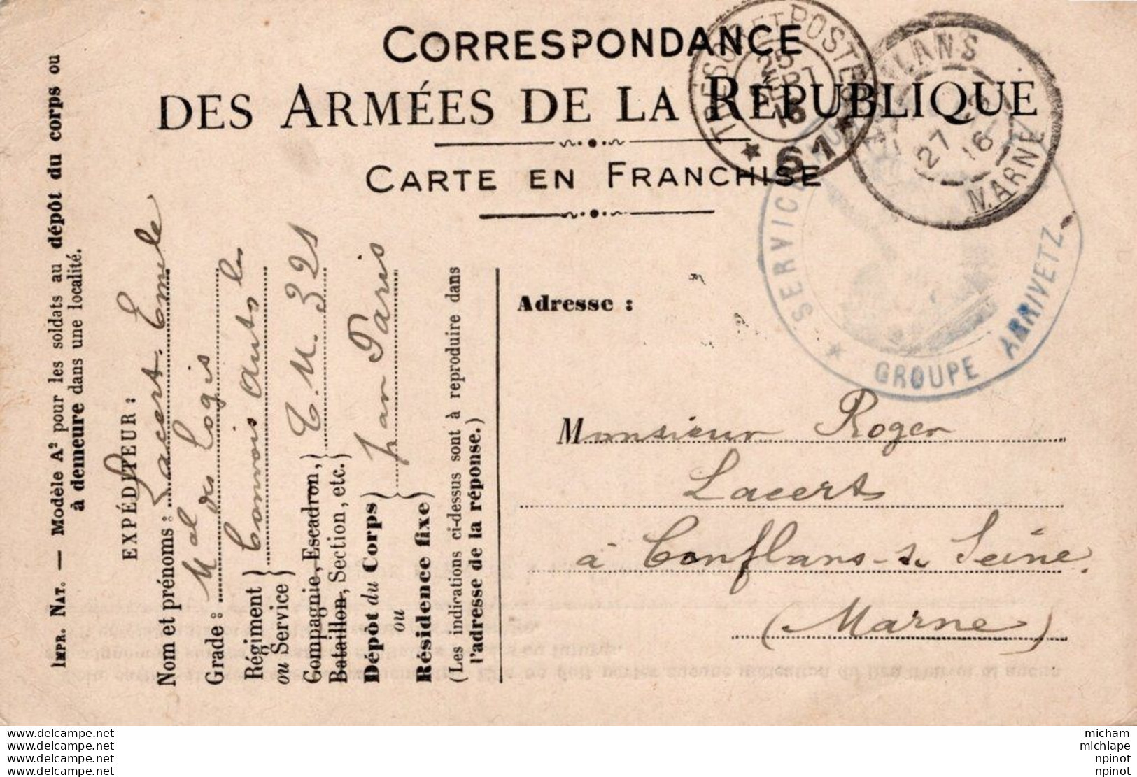 CPA Thème 14 - 18 Correspondance Militaire - War 1914-18