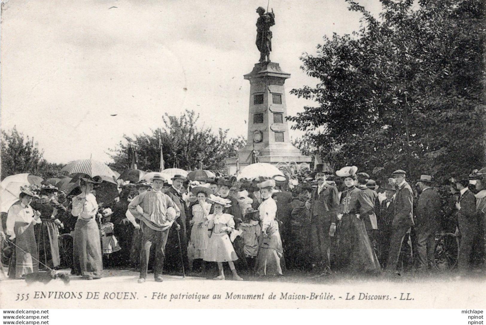 CPA - 76 -  PRES DE ROUEN - Fête Patriotique Au Monument De La Maison Brulée Le Discours - Altri & Non Classificati