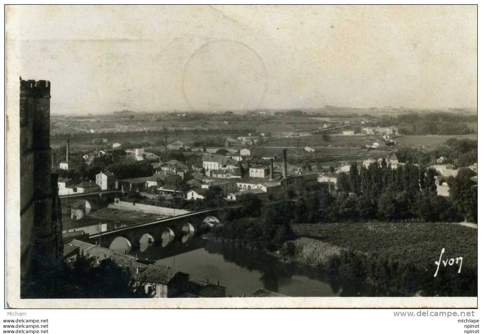 CPSM  34  BEZIERS   L'ORB  VU DE LA TERRASSE DE L'EGLISE ST NAZAIRE   PARFAIT ETAT - Beziers