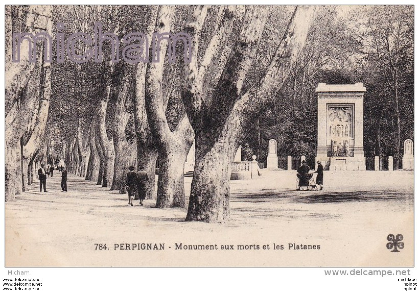 CPA  66  PERPIGNAN MONUMENT ET LES PLATANES  TB ETAT - Perpignan