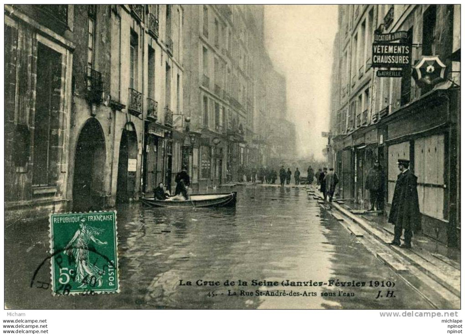 CPA  75 PARIS 6em CRUE DE 1910  RUE ST ANDRE DES ARTS  ANIMATION PARFAIT ETAT - Arrondissement: 06