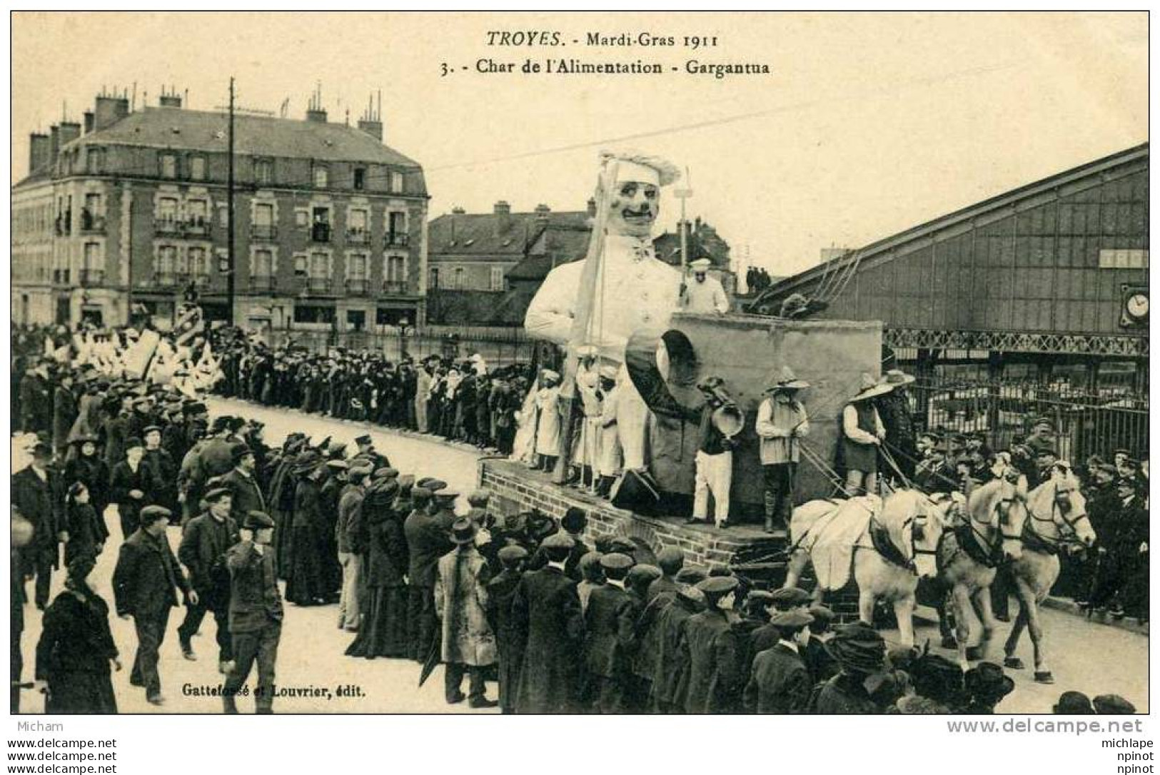 CPA 10 TROYES   MARDI GRAS 1911  CHAR DE L'ALIMENTATION  GARGANTUA         PARFAIT ETAT - Troyes