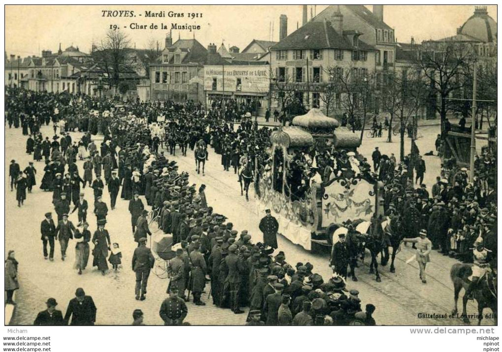 CPA 10 TROYES   MARDI GRAS 1911  CHAR DE   LA MUSIQUE      PARFAIT ETAT - Troyes