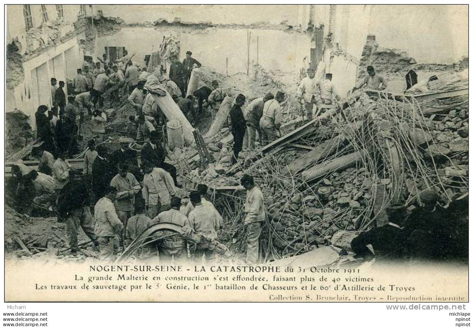 CPA 10 NOGENT SUR SEINE  CATASTROPHE  TRAVAUX DE SAUVETAGE PAR LE 5em GENIE  BELLE   ANIMATION   PARFAIT ETAT - Nogent-sur-Seine