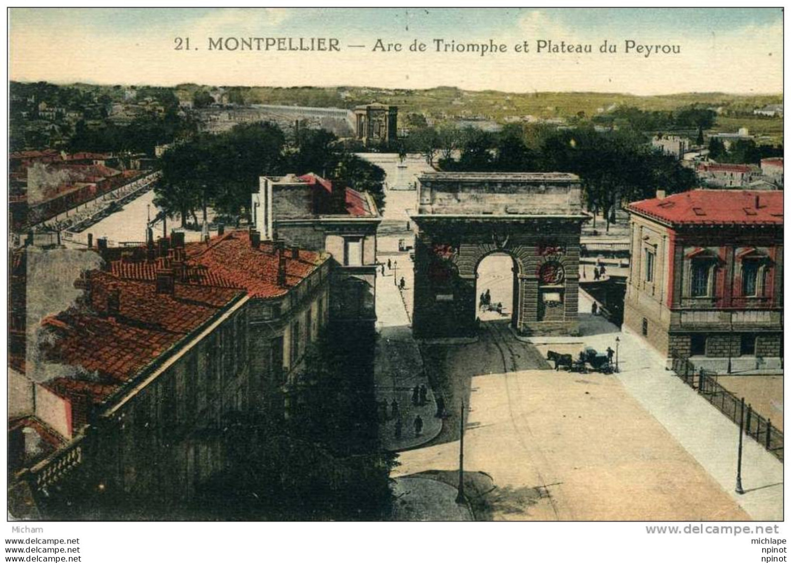 CPA 34 MONTPELLIER    ARC DE TRIOMPHE   ET PLATEAU DU PEYROU  COULEURS  PARFAIT ETAT - Montpellier