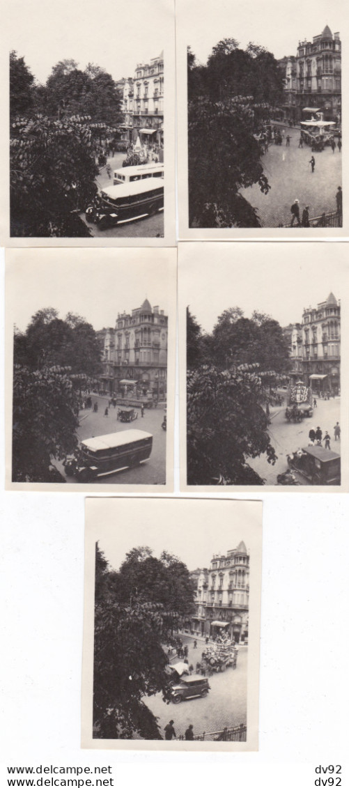 BELGIQUE BRUXELLES FETES DU CENTENAIRE CORTEGE INTERPROVINCIAL AVEC CHARS SUITE DE 5 CLICHES 1930 - Orte