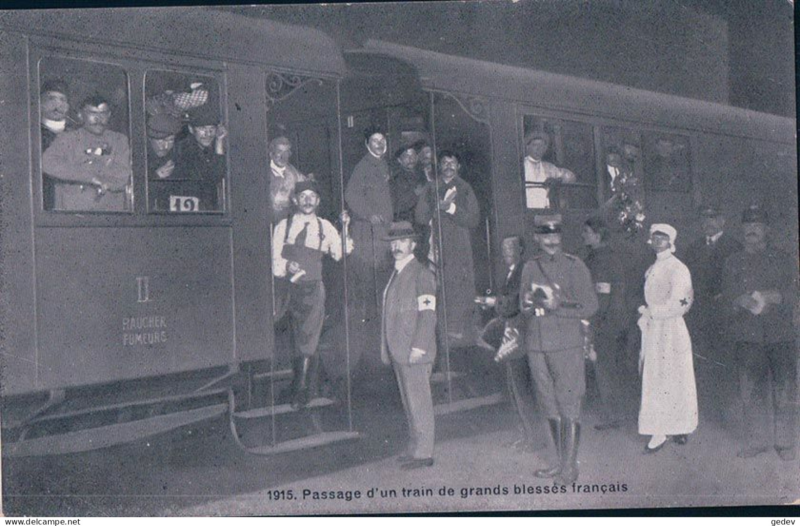 Guerre 14-18, Genève Gare 1915, Passage D'un Train De Grands Blessés Français (412) - War 1914-18