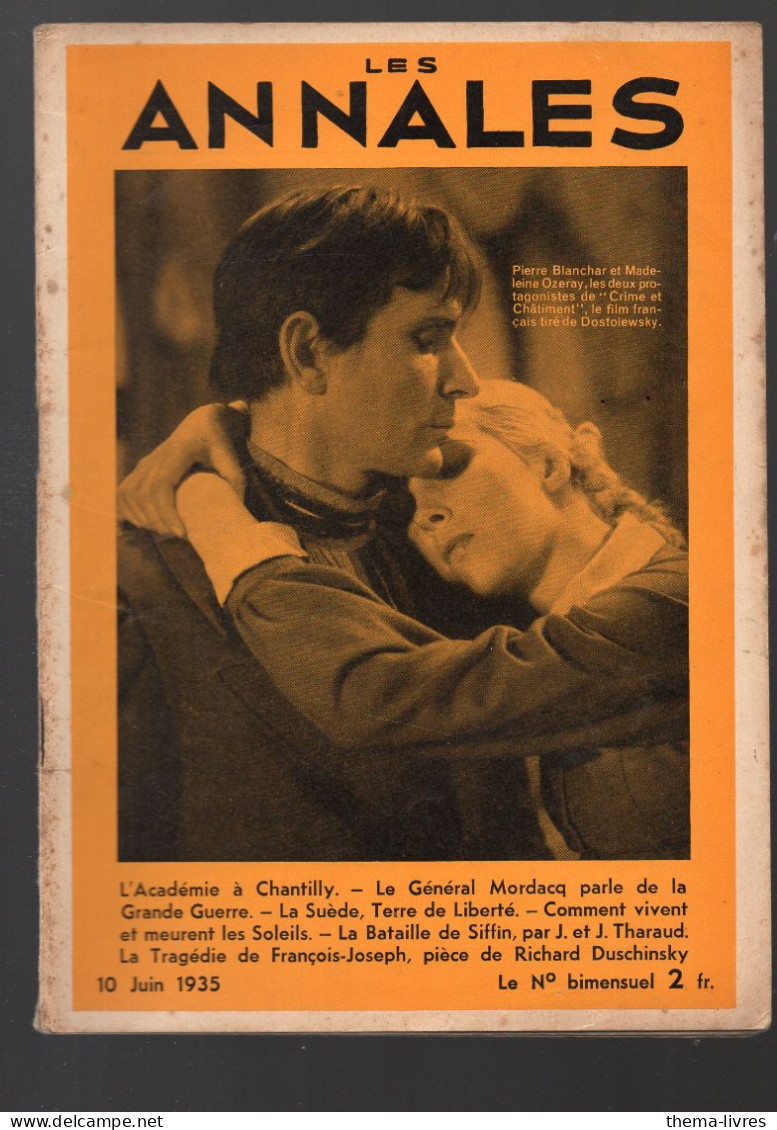 (cinéma)  Revue LES ANNALES 2532 Du 10 Juin 1935  Jp.Blanchar Et M Ozerra En Couv  (M6510/2532) - Cinema/Televisione