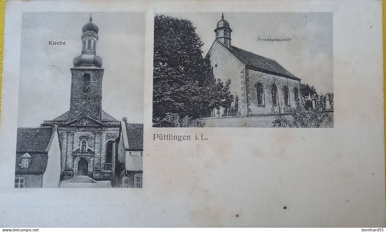 Püttlingen I.L. Mehrmotivkarte Kirche Friedhofskappelle  Postalisch Gelaufen 1918 Schwarz/weiß - Hagondange
