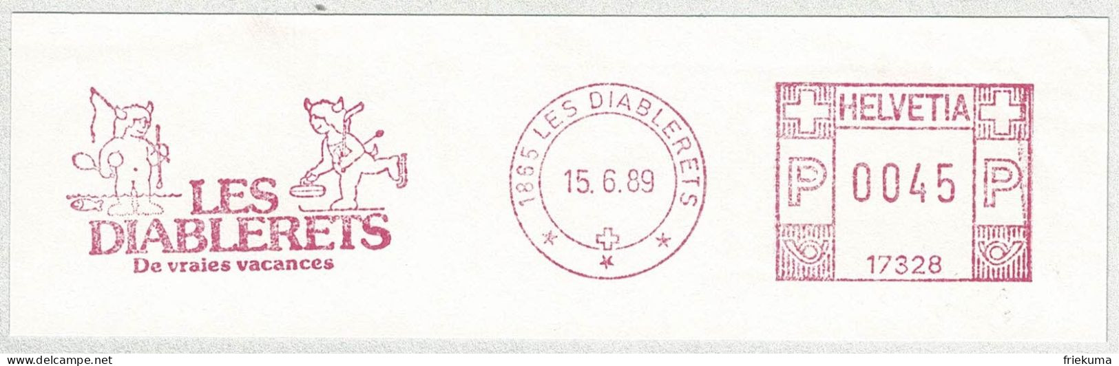 Schweiz / Helvetia 1989, Freistempel / EMA / Meterstamp Les Diablerets, Curling - Winter (Other)