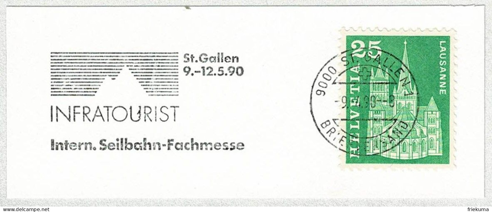 Schweiz / Helvetia 1990, Flaggenstempel Seilbahn-Fachmesse St. Gallen, Télécabine / Cable Car - Autres & Non Classés