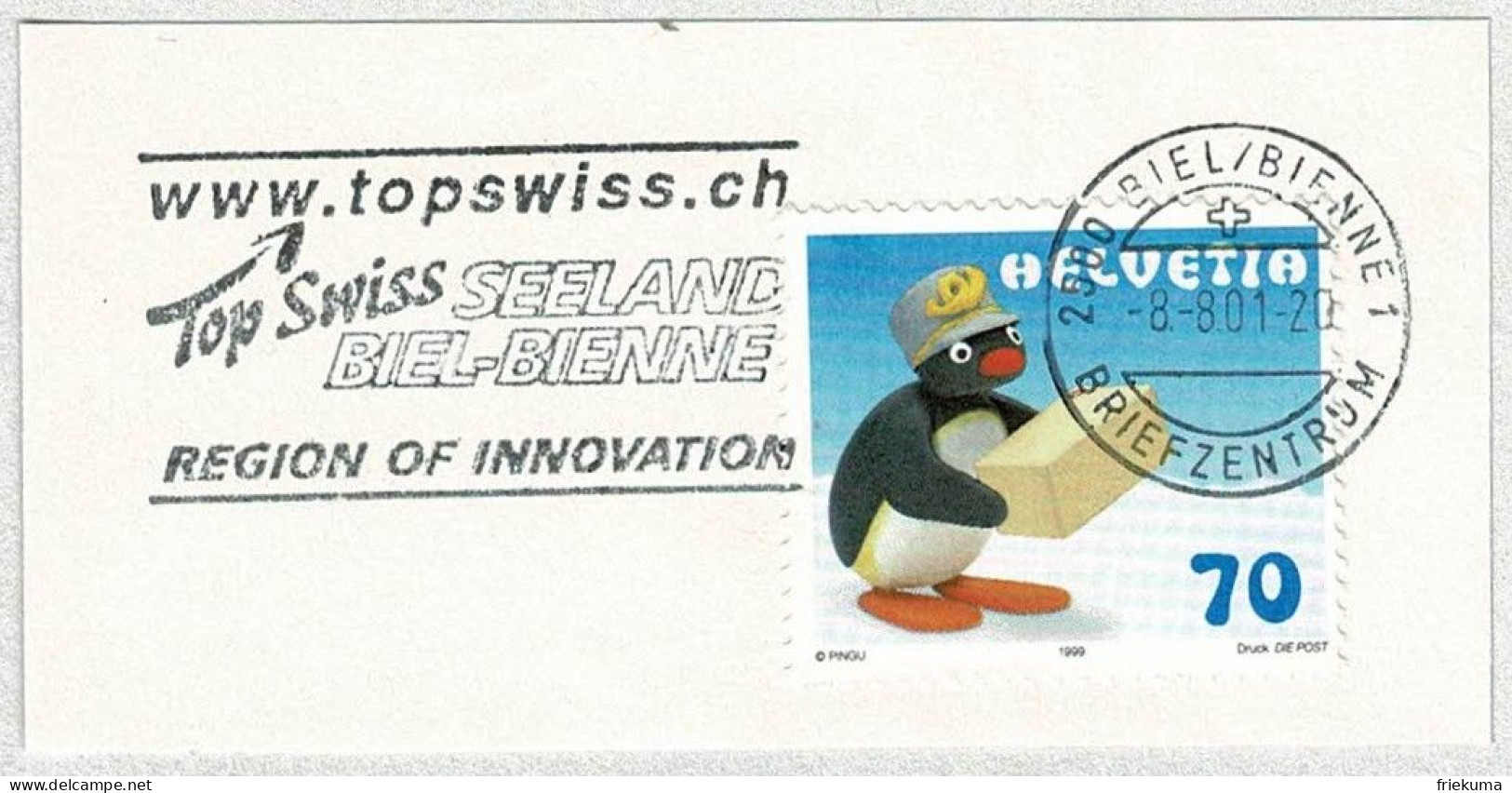 Schweiz / Helvetia 2001, Flaggenstempel Top Swiss Biel / Bienne, Innovation - Autres & Non Classés