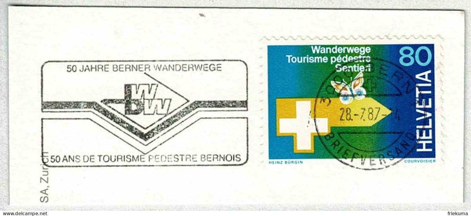 Schweiz / Helvetia 1987, Flaggenstempel Wanderwege Bern, Wandern / Randonnée Pédestre / Hiking - Sonstige & Ohne Zuordnung