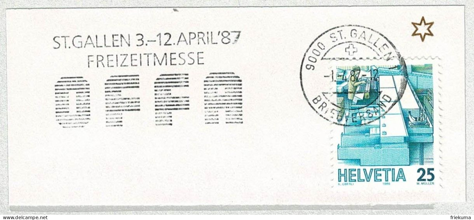 Schweiz / Helvetia 1987, Flaggenstempel OFFA St. Gallen, Freizeitmesse - Other & Unclassified