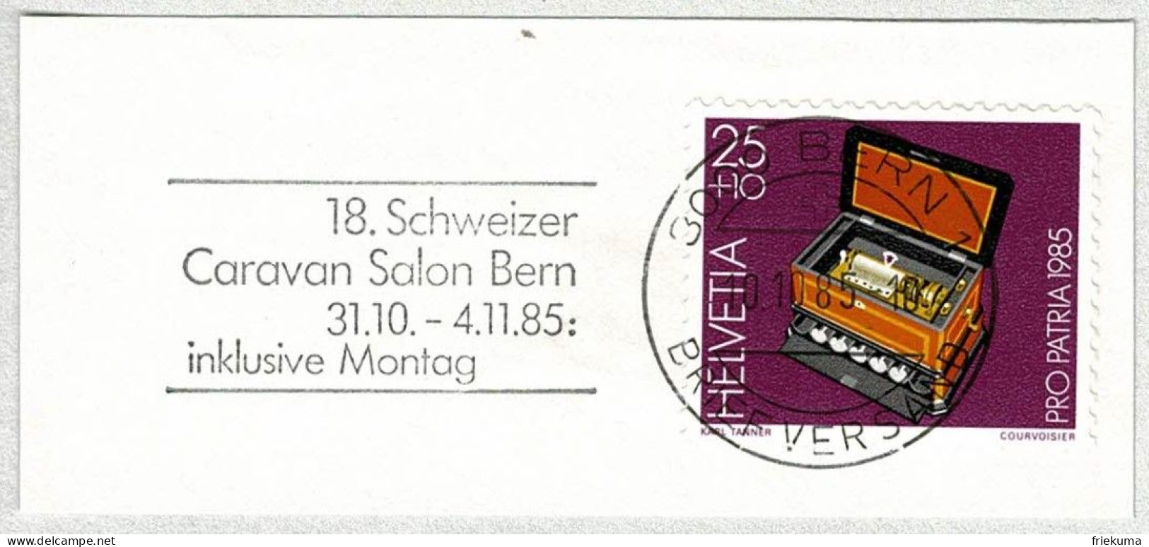 Schweiz / Helvetia 1985, Flaggenstempel Caravan Salon Bern - Other & Unclassified