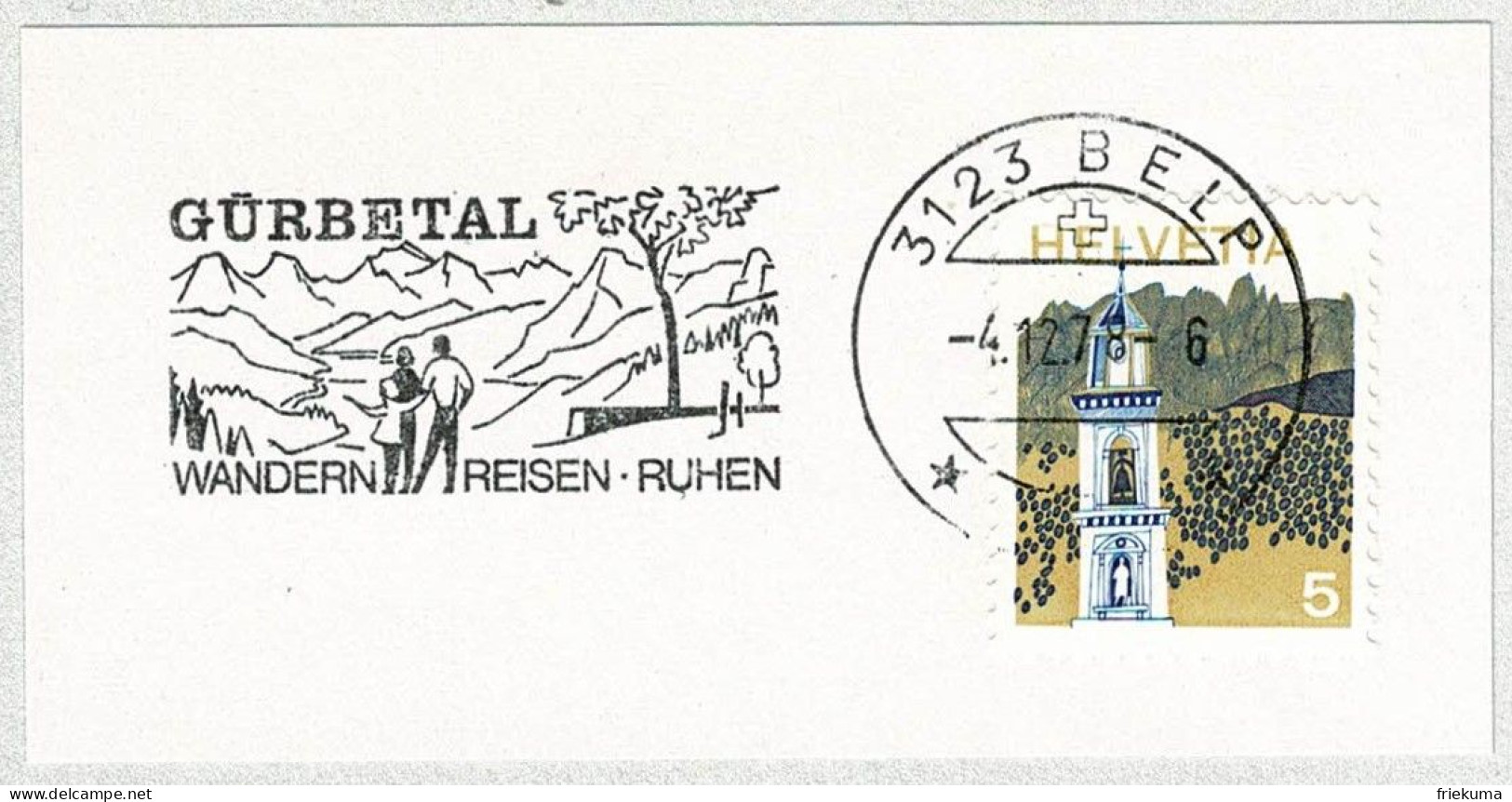 Schweiz / Helvetia 1978, Flaggenstempel Belp, Gürbetal, Wandern / Randonnée Pédestre / Hiking - Andere & Zonder Classificatie