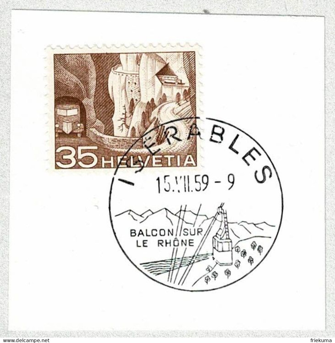 Schweiz / Helvetia 1959, Ortswerbestempel Iserables, Seilbahn / Télécabine / Cable Car, Postauto / Postbus - Autres & Non Classés