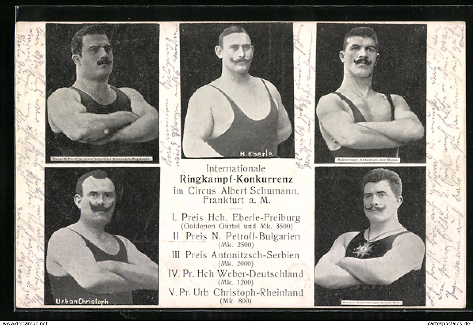 AK Frankfurt A. M., Internationale Ringkampf-Konkurrenz Im Circus Albert Schumann  - Wrestling