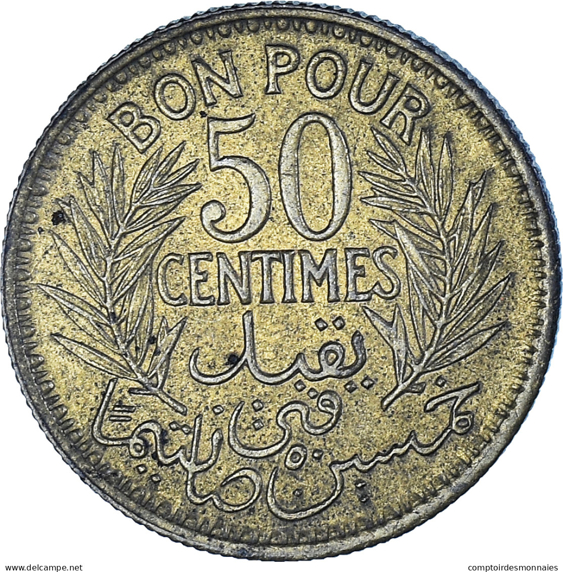 Monnaie, Tunisie, 50 Centimes, 1945 - Tunisia