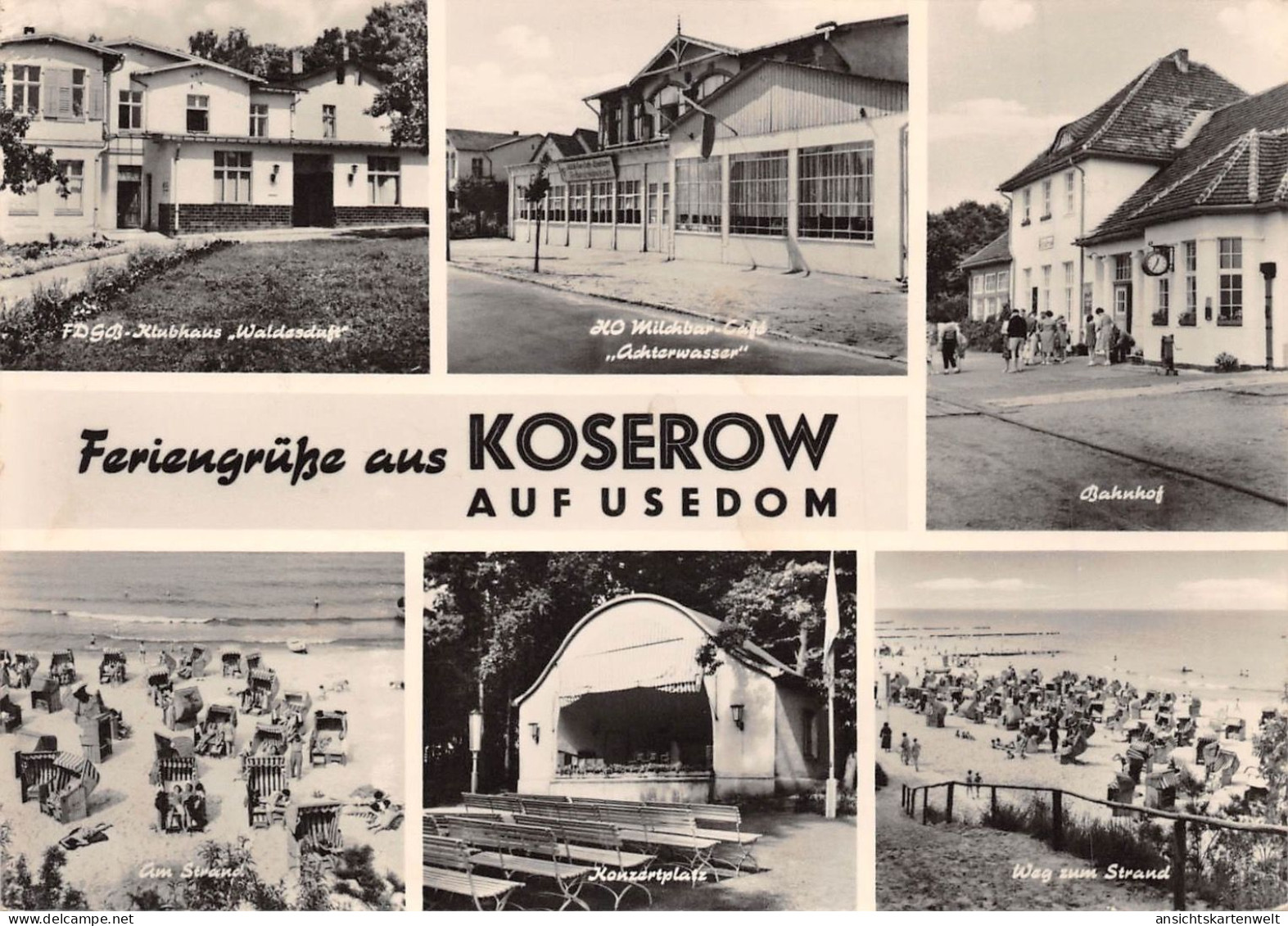 Koserow Usedom Klubhaus Milchbar Bahnhof Strand Konzertplatz Gl1968 #172.169 - Andere & Zonder Classificatie