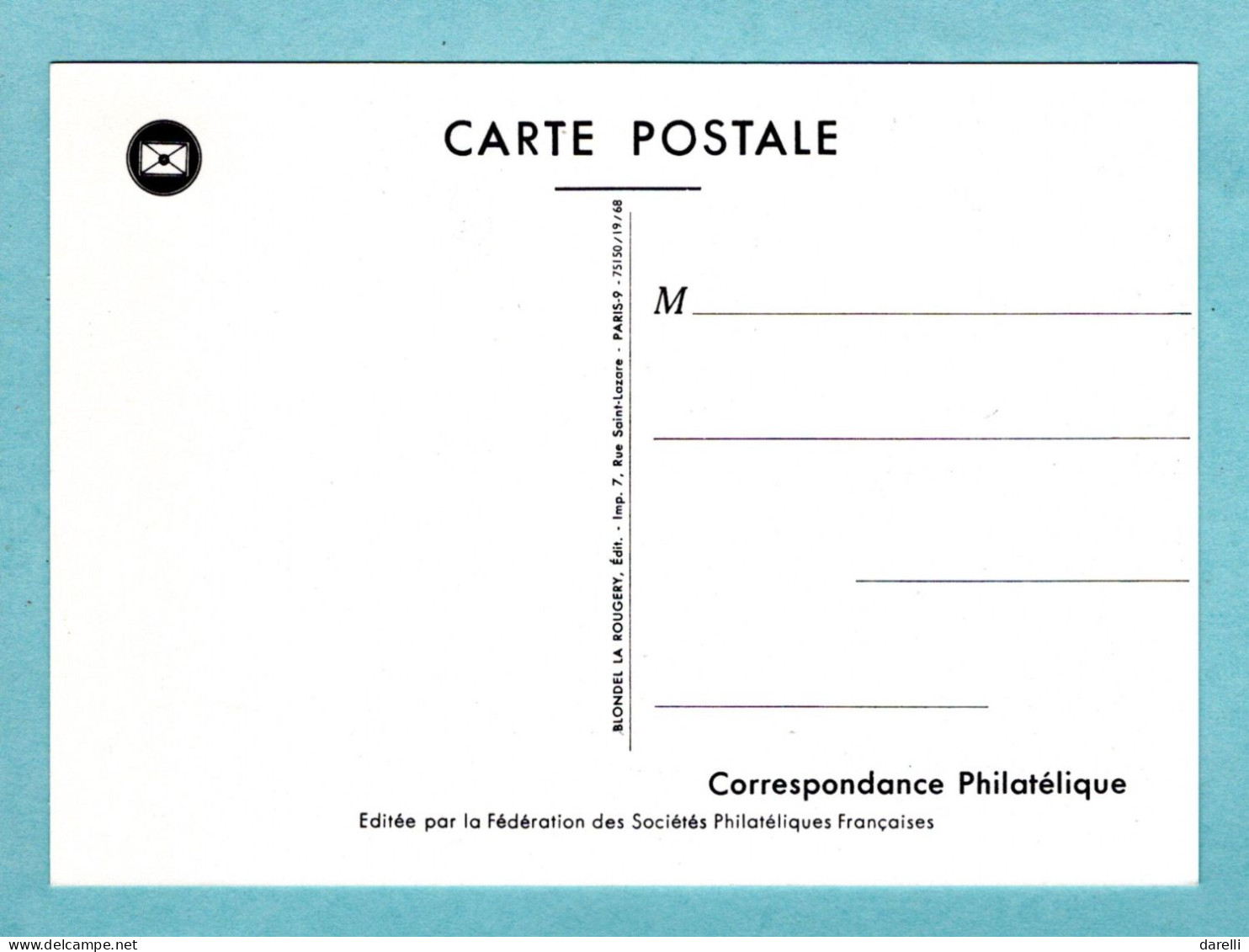 Carte Maximum 1968 - Journée Du Timbre 1968 : Facteur Rural De 1830 - YT 1549 - 80 Amiens - 1960-1969