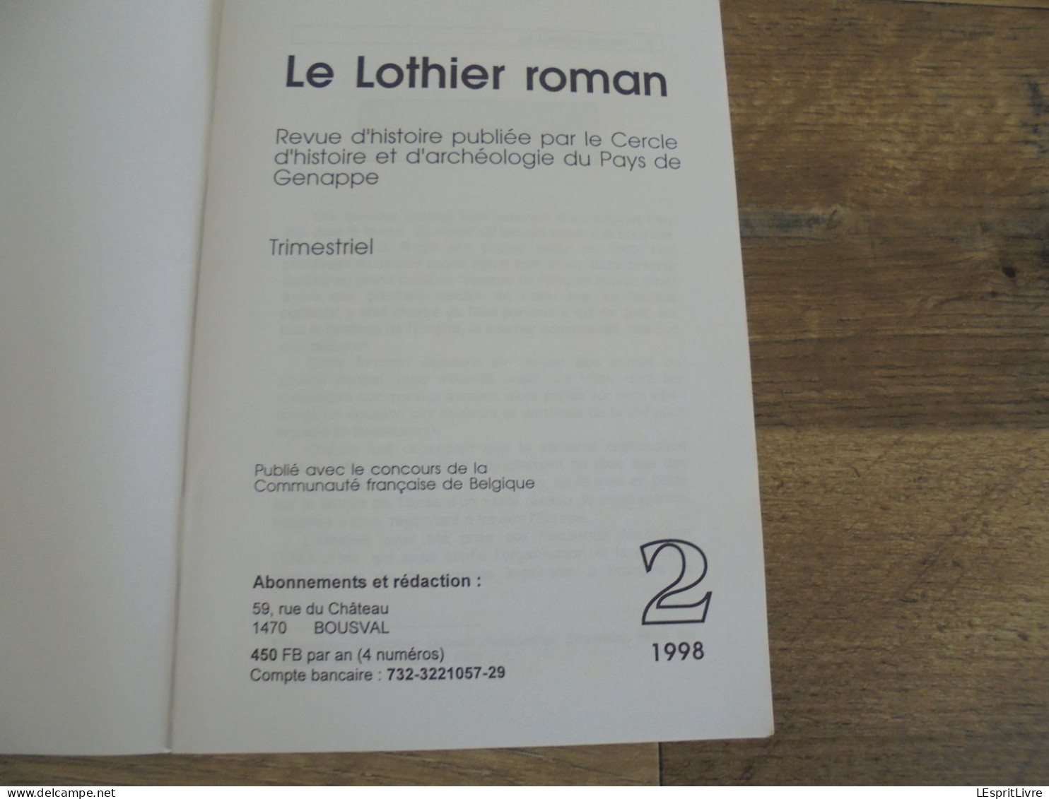 Le Lothier Roman N° 2 1998 LA POSTE à Genappe Régionalisme Brabant Bureau Facteur Cachets Archéologie Glabais - Belgique