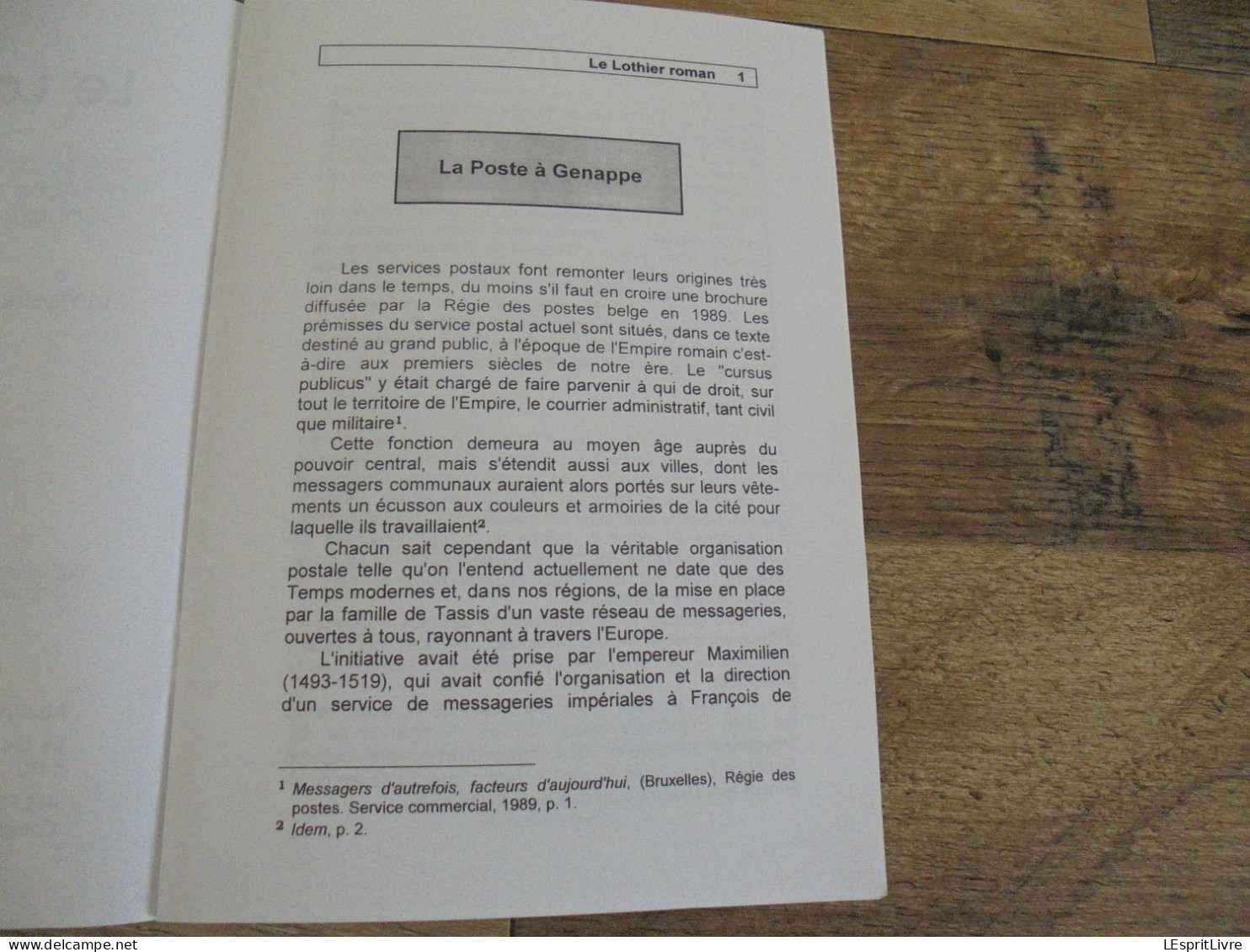 Le Lothier Roman N° 2 1998 LA POSTE à Genappe Régionalisme Brabant Bureau Facteur Cachets Archéologie Glabais - Belgien