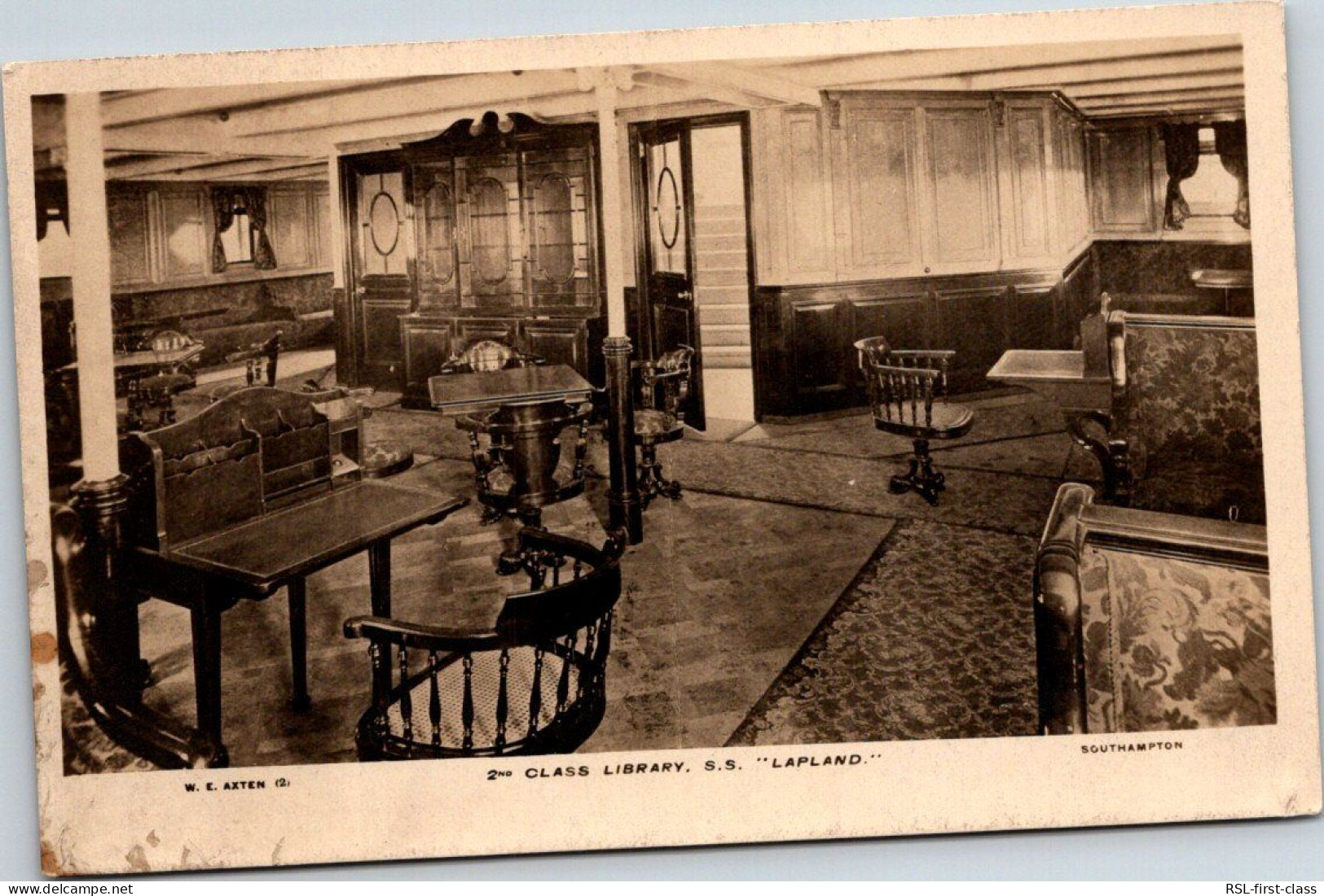 RED STAR LINE : 2nd Class Library From Series Interior Photos 5 - S.S. Lapland - Paquebots