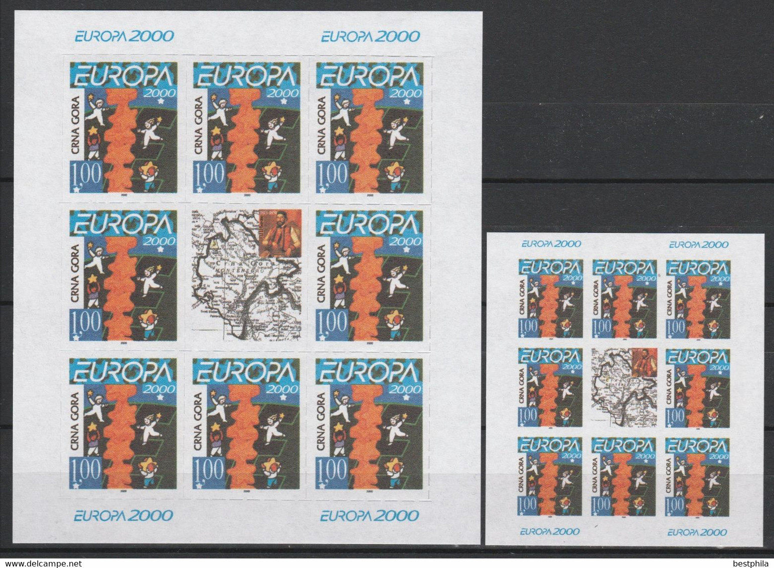 Europa - 2000 - Montenegro - 2.Mini S/Sheet Of 8 Stamp+1.Label - (imp.+perf.) ** MNH - 2000