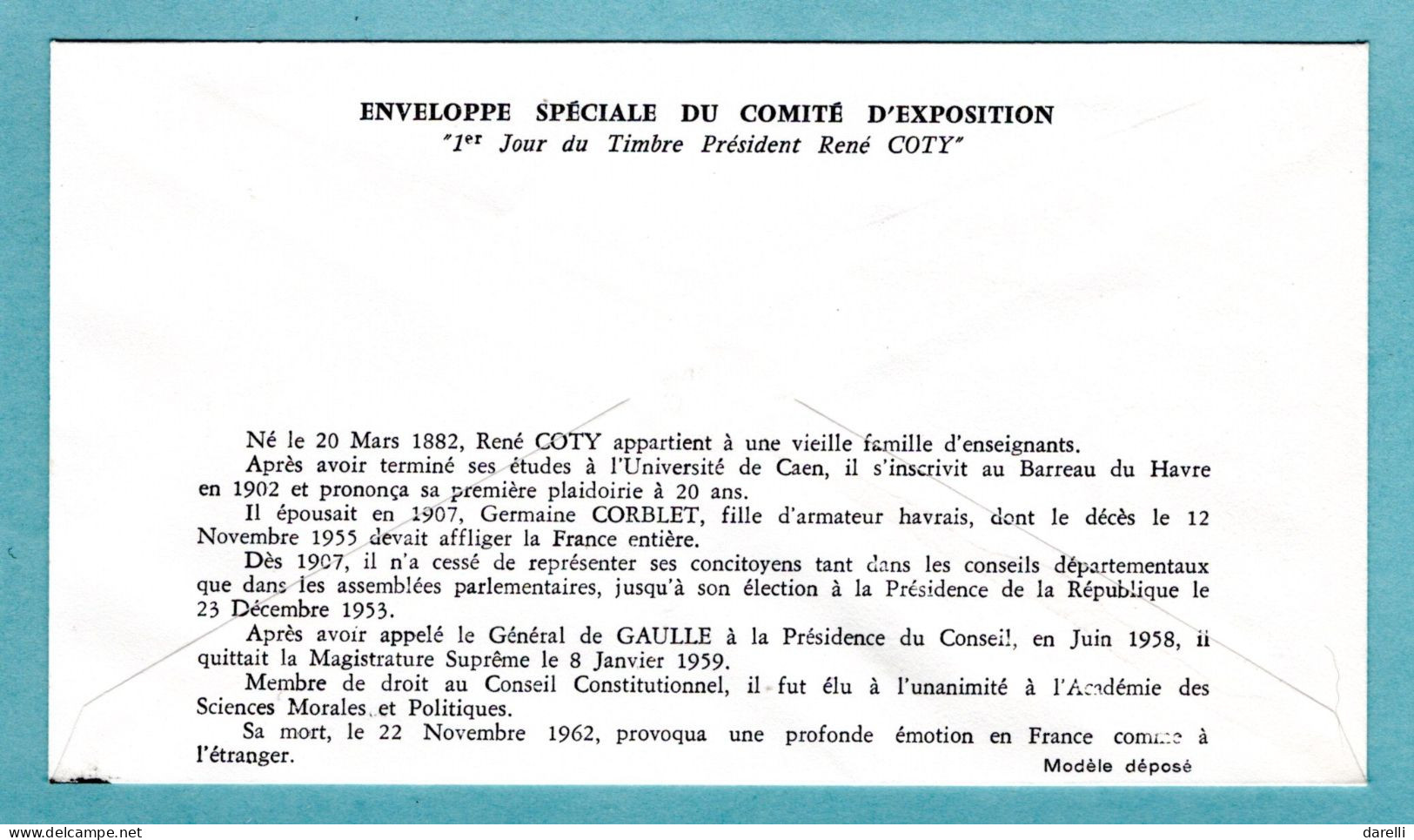 FDC France 1964 - Président René Coty - YT 1412 - Le Havre - 1960-1969