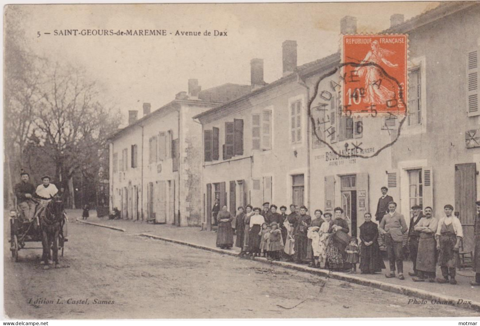 Saint-Geours-de-Maremne, Avenue De Dax, Boulangerie- Voyagée En 1916 - Autres & Non Classés