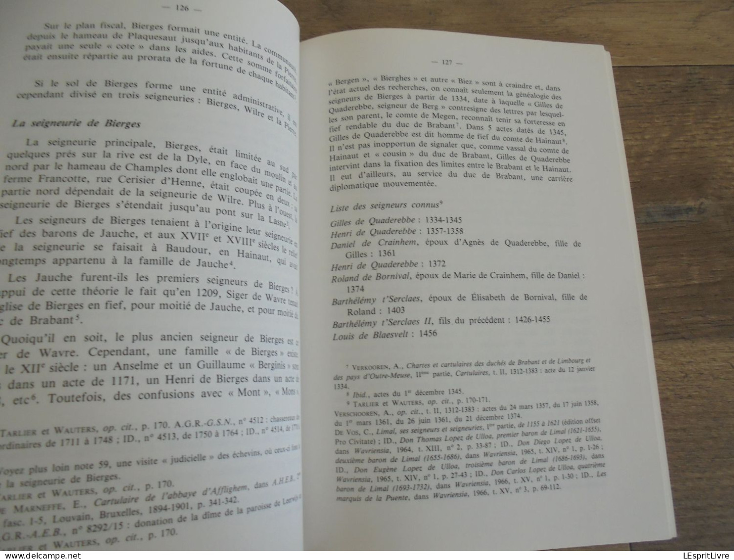 BIERGES Esquisses Historiques J L Moreau Régionalisme Brabant Wallon Dyle Paroisse Seigneurie Calamités Eglise Histoire