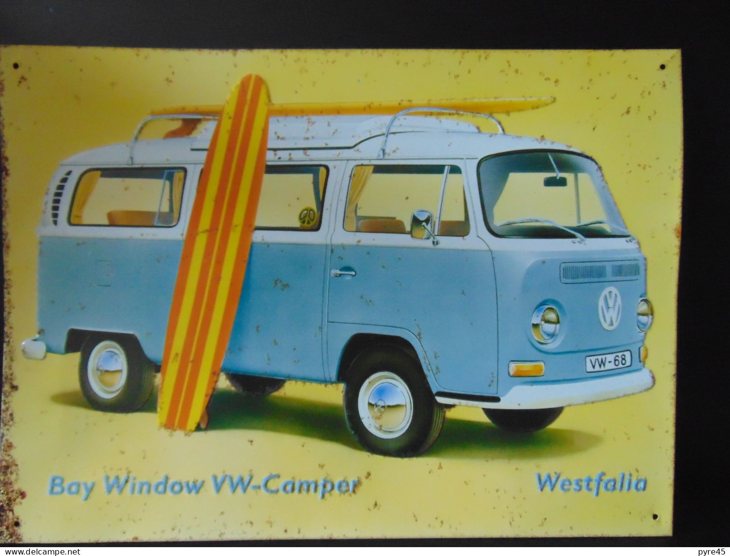 Plaque Publicitaire En Métal " VW Camper " 2005 ( 41 X 30 Cm, Poids 300 Gr ) Rouille - Plaques En Tôle (après 1960)