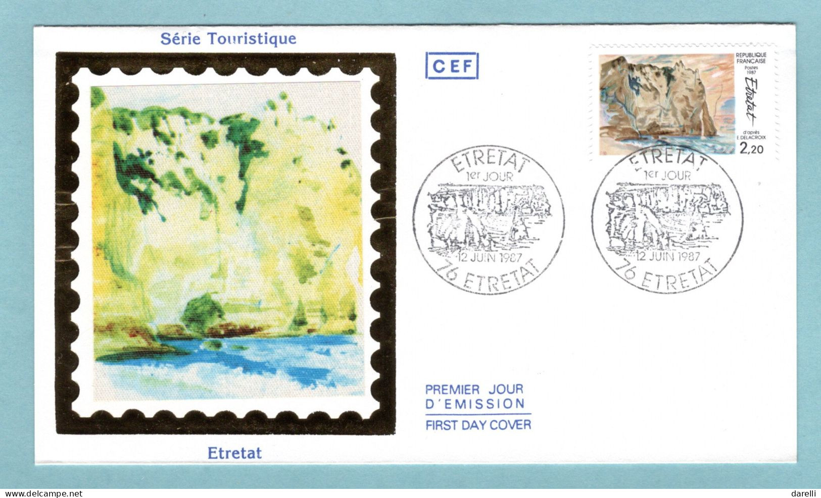 FDC France 1987 - Série Touristique - Vue D'Etretat » D'après Eugène Delacroix - YT 2463 - 76 Etretat - 1980-1989