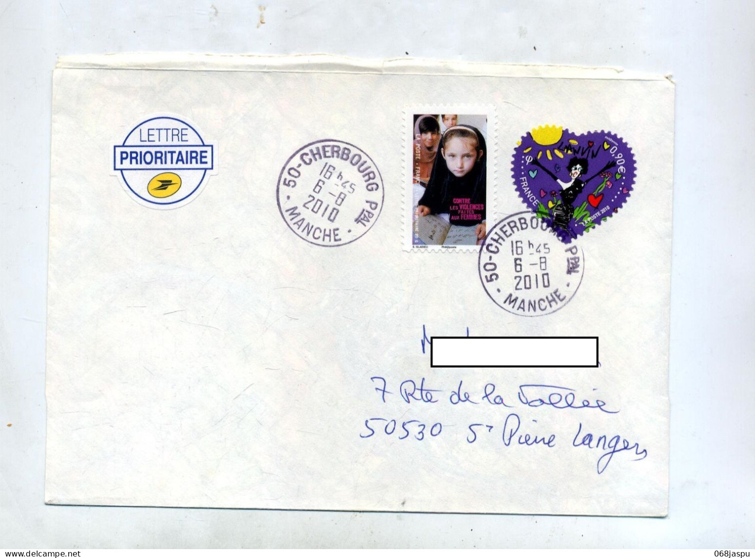 Lettre  Cachet Cherbourg Sur Lanvin - Manual Postmarks