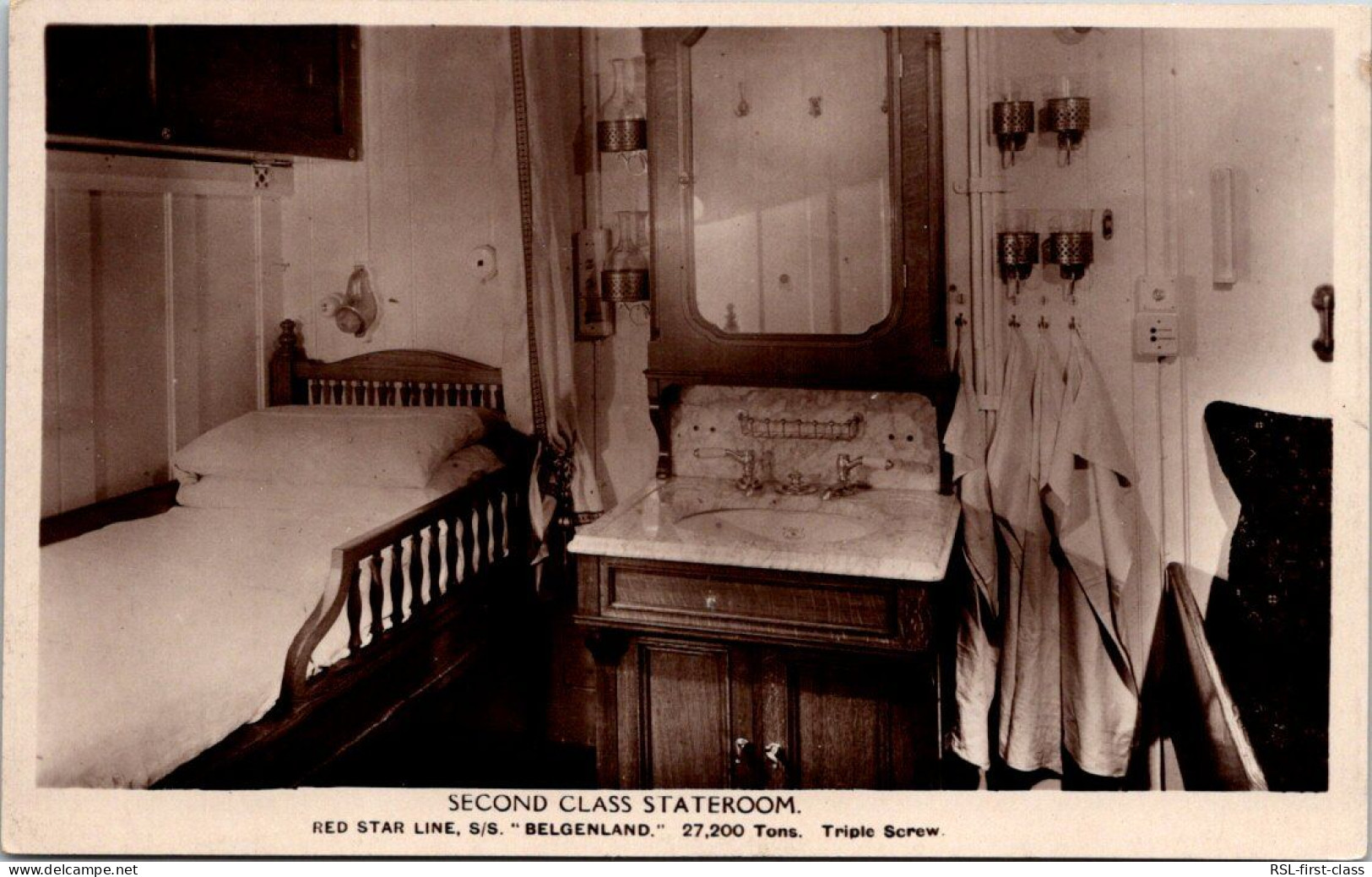 RED STAR LINE : Second Class Stateroom From Series Interior Photos 6 - S/S. Belgenland - Rrrarissimes - Steamers