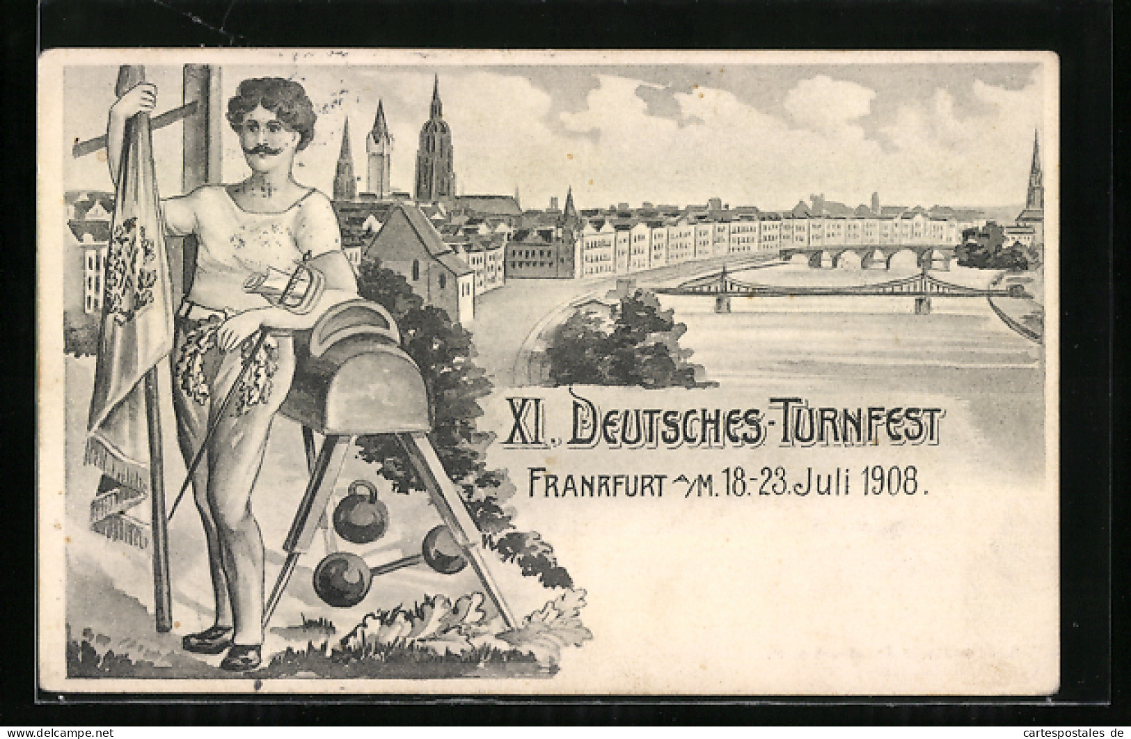 Lithographie Frankfurt A. M., XI. Deutsches Turnfest 1908  - Other & Unclassified