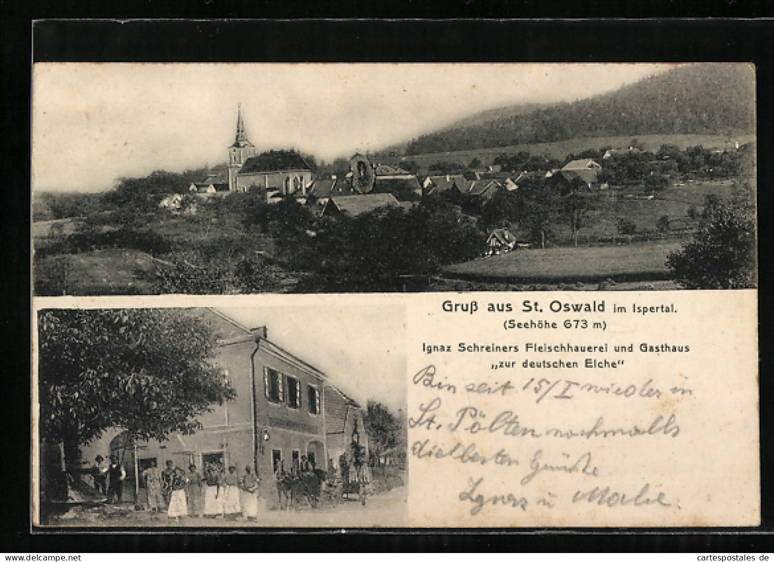 AK St. Oswald Im Yspertal, Ignaz Schreiners Fleischhauerei Und Gasthaus Zur Deutschen Eiche  - Autres & Non Classés