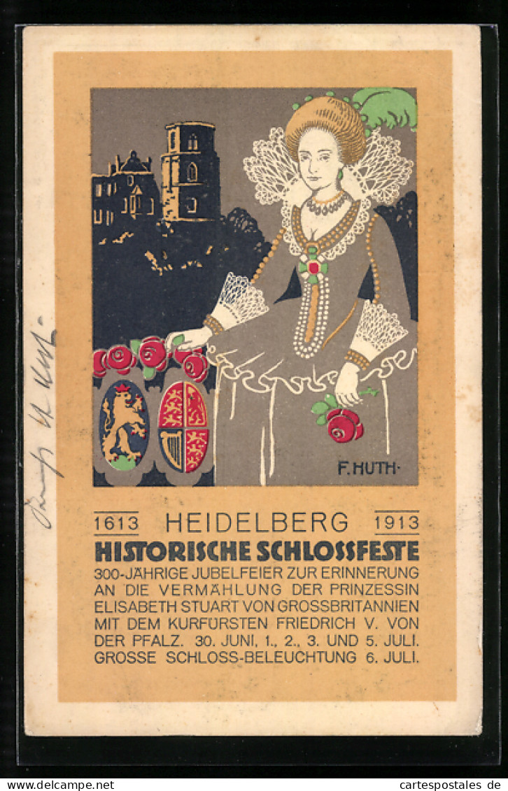 Künstler-AK Heidelberg / Neckar, Historische Schlossfeste, 300-jährige Jubelfeier 1613-1913, Volksfest, Kostümierte  - Other & Unclassified