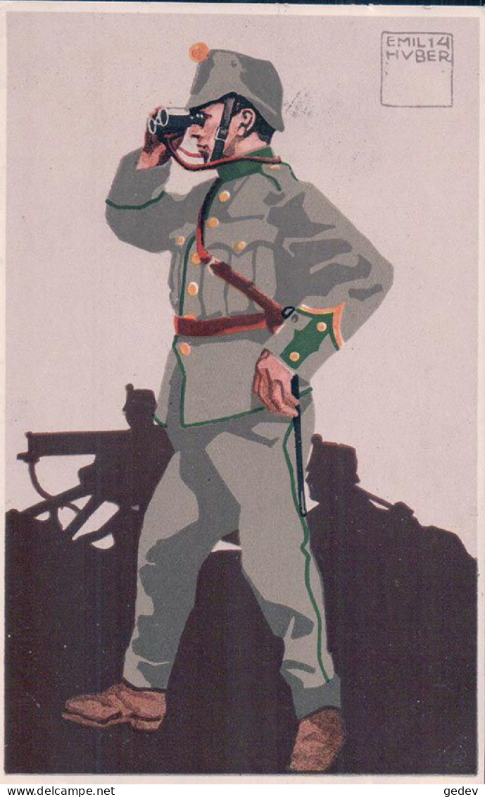 Guerre 14-18, Armée Suisse, Caporal Mitrailleur D'Infanterie, Illustrateur Emil Huber, Litho (11.2.1915) - War 1914-18