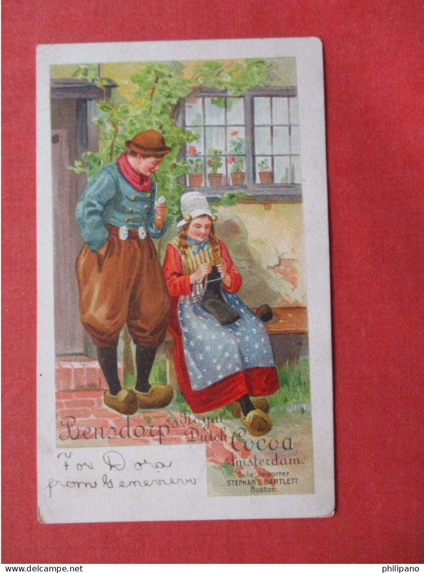 Cacao Bensdorp  Advertising Postcard: Man Smoking Pipe, Woman Knitting      Ref 6412 - Publicité