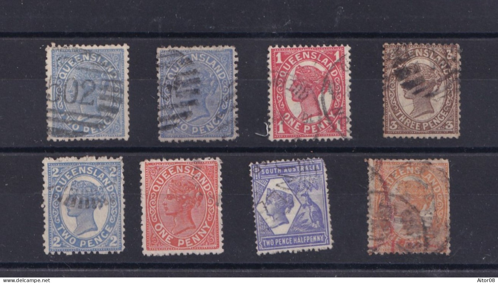 QUEENSLAND .LOT DE TIMBRES OBLITERES DE 1879/87. A VOIR DE PRES . BELLE   COTE - Other & Unclassified